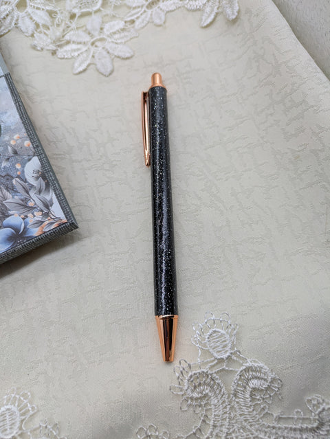 Kugelschreiber mit Motiv "Glitzer Schwarz" // Papier & Feder
