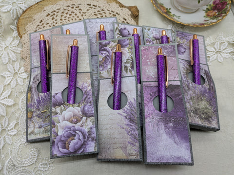 Kugelschreiber mit Motiv "glitzer lila" // Papier & Feder