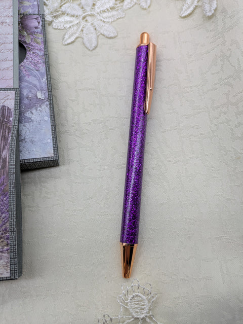 Kugelschreiber mit Motiv "glitzer lila" // Papier & Feder