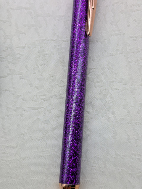 Kugelschreiber mit Motiv "glitzer lila" // Papier & Feder