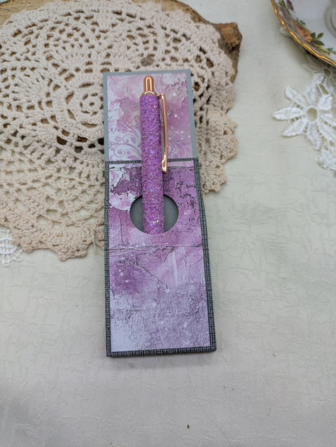 Kugelschreiber mit Motiv "Glitter lila" // Papier & Feder