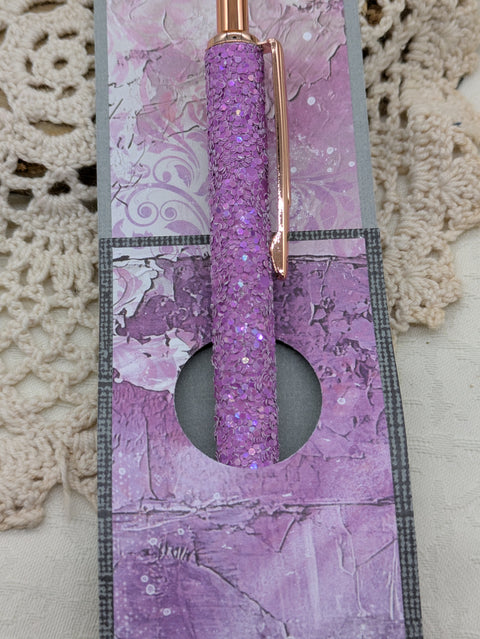 Kugelschreiber mit Motiv "Glitter lila" // Papier & Feder