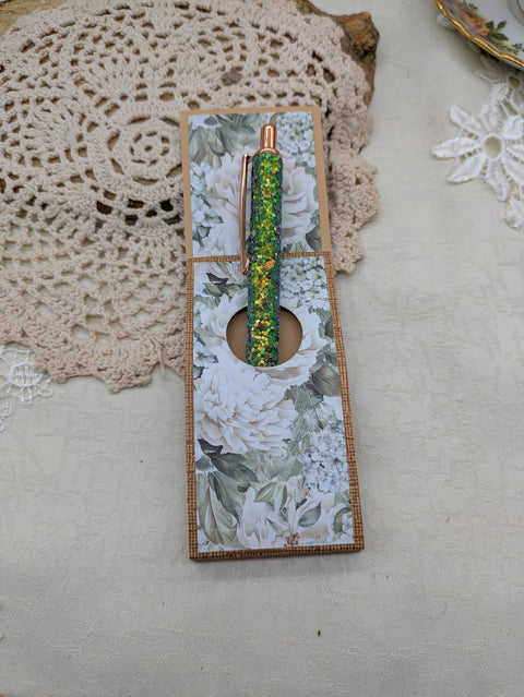 Kugelschreiber mit Motiv "Glitter dunkelgrün" // Papier & Feder