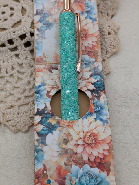 Kugelschreiber mit Motiv "Glitter mint" // Papier & Feder