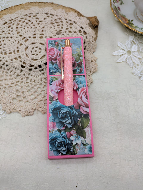 Kugelschreiber mit Motiv "Glitter rosa" // Papier & Feder