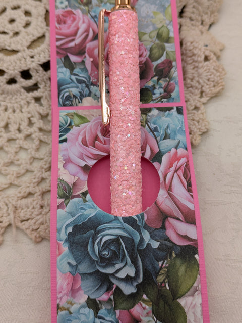 Kugelschreiber mit Motiv "Glitter rosa" // Papier & Feder
