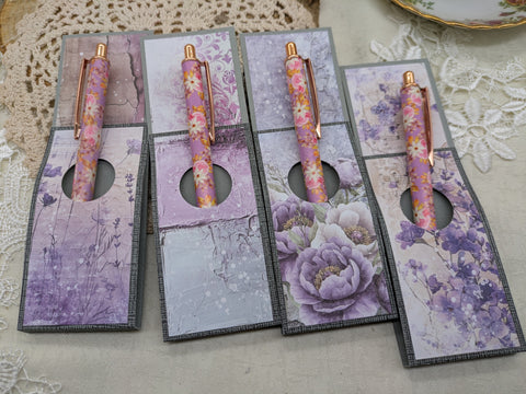 Kugelschreiber mit Motiv "lila /pink Floral" // Papier & Feder