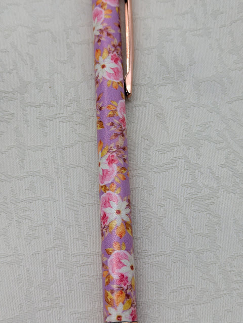 Kugelschreiber mit Motiv "lila /pink Floral" // Papier & Feder