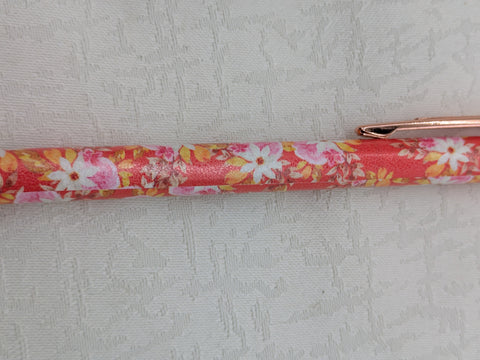 Kugelschreiber mit Motiv "rot / pink floral" // Papier & Feder