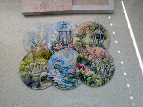 6 Untersetzer/Coasters "Hallo Frühling" // handgemacht von Sina