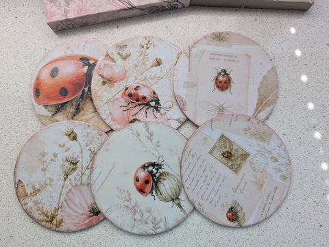 6 Untersetzer/Coasters "Marienkäfer" // handgemacht von Sina