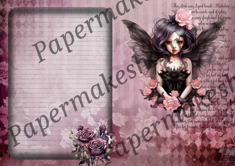 "Pink Gothic Fairies" // Papermakeshappy // 10 Blatt Designpapier // doppelseitig bedruckt