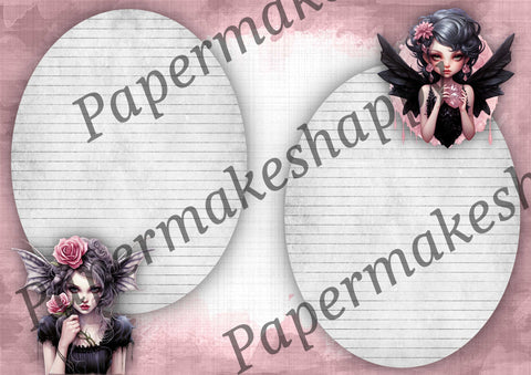 "Pink Gothic Fairies" // Papermakeshappy // 10 Blatt Designpapier // doppelseitig bedruckt