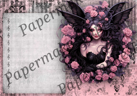 "Pink Gothic Fairies" // Papermakeshappy // 10 Blatt Designpapier // doppelseitig bedruckt