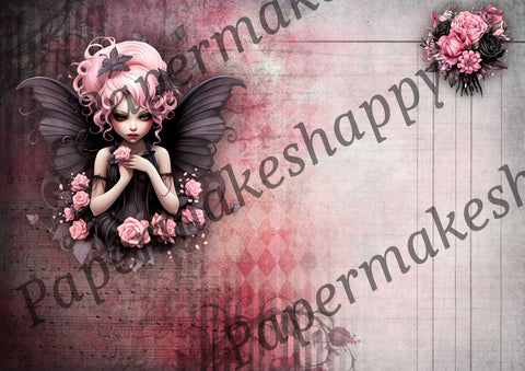 "Pink Gothic Fairies" // Papermakeshappy // 10 Blatt Designpapier // doppelseitig bedruckt