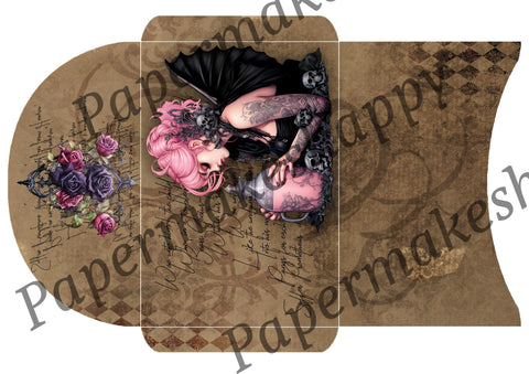 "Pink Gothic Fairies" // Papermakeshappy // Ephemera-Set // 200 g/m²