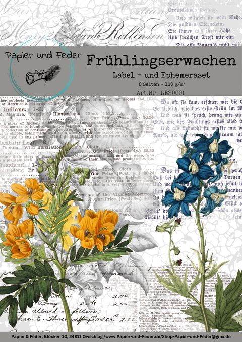 "Frühlingserwachen" // Ephemera & Label Set // Papier & Feder // 8 Seiten // einseitig bedruckt