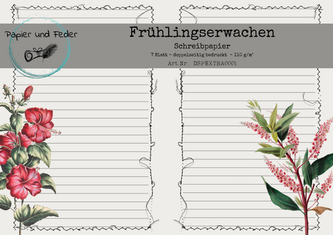 Schreibpapier "Frühlingserwachen" // 7 Seiten // DIN A 4 // doppelseitig bedruckt