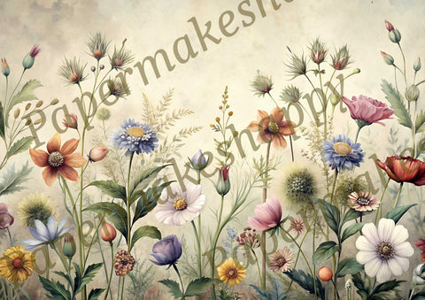 "Vintage Wildflowers" // Papermakeshappy // 9 Blatt Designpapier // doppelseitig bedruckt