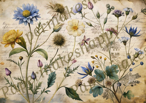"Vintage Wildflowers" // Papermakeshappy // 9 Blatt Designpapier // doppelseitig bedruckt
