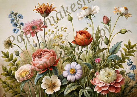 "Vintage Wildflowers" // Papermakeshappy // 9 Blatt Designpapier // doppelseitig bedruckt