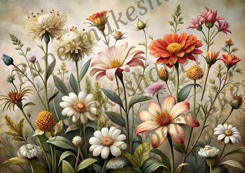 "Vintage Wildflowers" // Papermakeshappy // 9 Blatt Designpapier // doppelseitig bedruckt