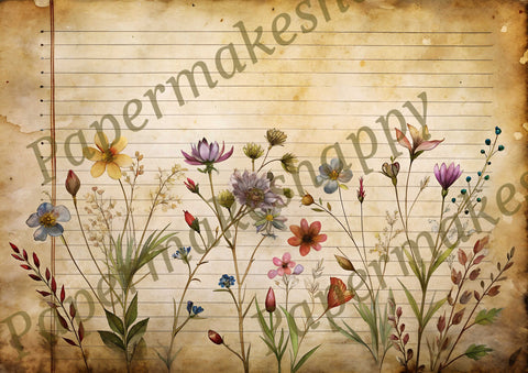 "Vintage Wildflowers" // Papermakeshappy // 9 Blatt Designpapier // doppelseitig bedruckt