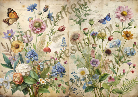 "Vintage Wildflowers" // Papermakeshappy // 9 Blatt Designpapier // doppelseitig bedruckt