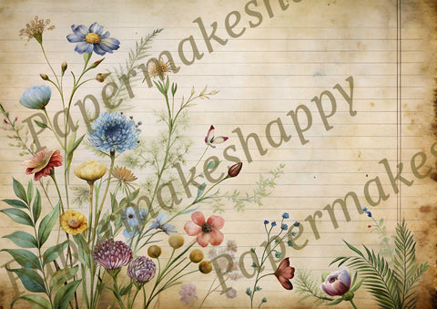 "Vintage Wildflowers" // Papermakeshappy // 9 Blatt Designpapier // doppelseitig bedruckt