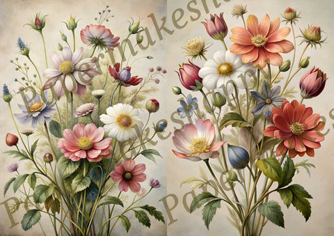 "Vintage Wildflowers" // Papermakeshappy // 9 Blatt Designpapier // doppelseitig bedruckt