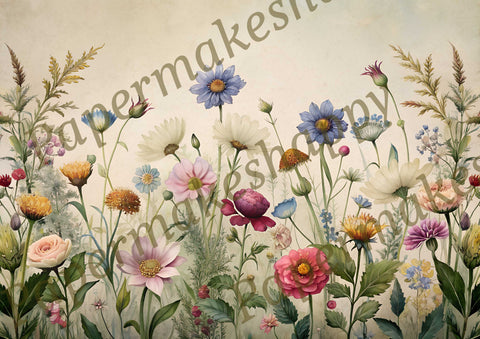 "Vintage Wildflowers" // Papermakeshappy // 9 Blatt Designpapier // doppelseitig bedruckt