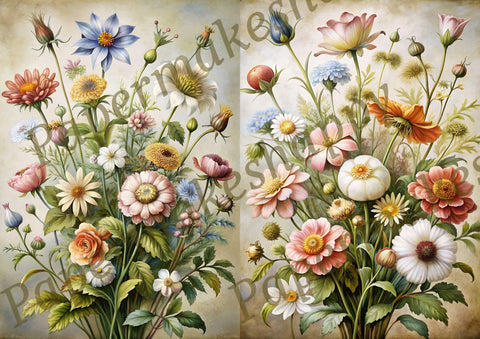 "Vintage Wildflowers" // Papermakeshappy // 9 Blatt Designpapier // doppelseitig bedruckt
