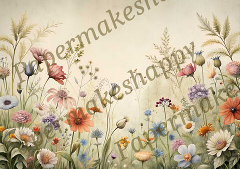 "Vintage Wildflowers" // Papermakeshappy // 9 Blatt Designpapier // doppelseitig bedruckt