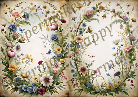 "Vintage Wildflowers" // Papermakeshappy // 9 Blatt Designpapier // doppelseitig bedruckt