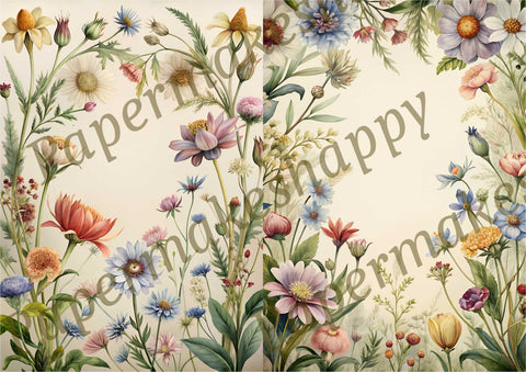"Vintage Wildflowers" // Papermakeshappy // 9 Blatt Designpapier // doppelseitig bedruckt