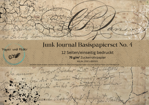 Junk Journal Basic Paper Set IV // 12 pages // DIN A 4 // printed on one side on 75 g/m² sugar cane paper