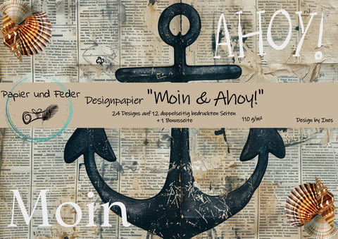 Design paper "Moin &amp; Ahoy" // 12 pages // DIN A 4 // printed on both sides