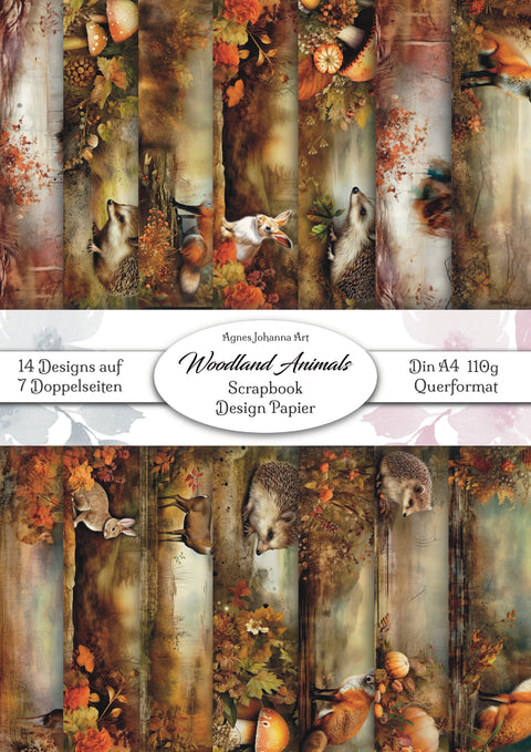 "Woodland Animals" // AgnesJohanna Art // 7 sheets of design paper // printed on both sides 