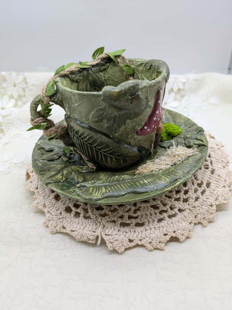 Deko-Tasse mit Teller // für Teelichter // by Ute (Lucaniabelle)