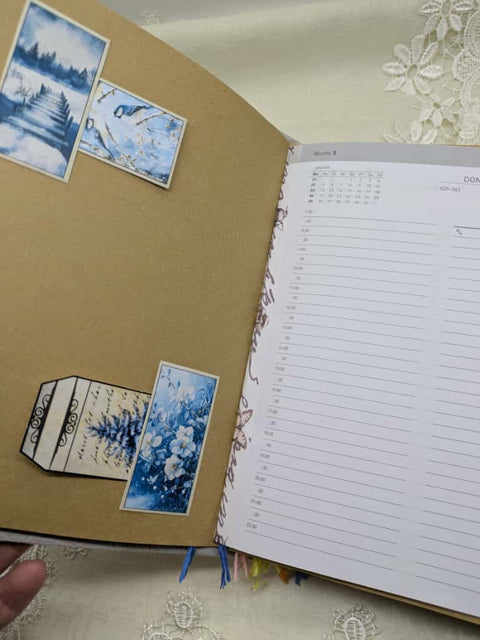 Kalenderbuch 2026 "Die vier Jahreszeiten" (braun) // groß // handgemacht von Sina