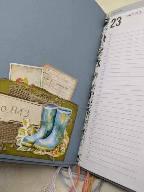 Kalenderbuch 2026 "Die vier Jahreszeiten" (blau) // groß // handgemacht von Sina