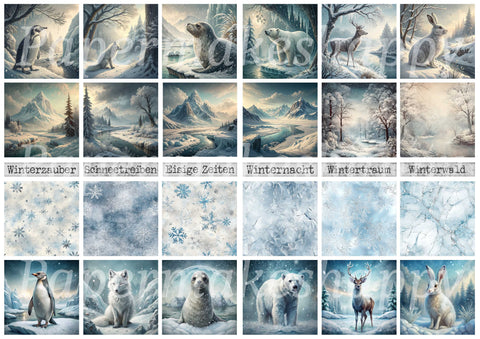 "Winter Animals" // Papermakeshappy // Ephemera-Set // 200 g/m²
