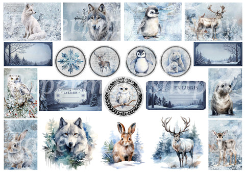 "Winter Animals" // Papermakeshappy // Ephemera-Set // 200 g/m²