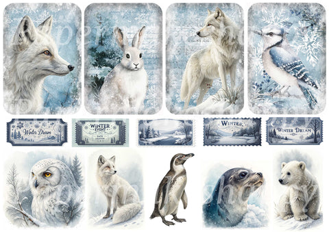 "Winter Animals" // Papermakeshappy // Ephemera-Set // 200 g/m²