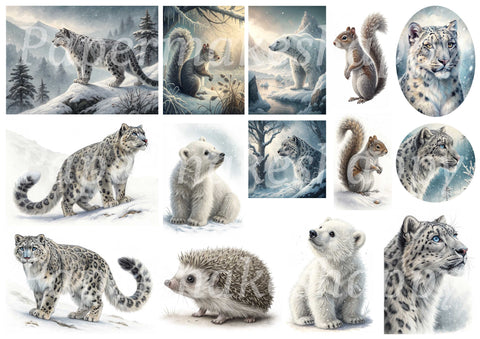 "Winter Animals" // Papermakeshappy // Ephemera-Set // 200 g/m²