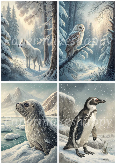 "Winter Animals" // Papermakeshappy // Ephemera-Set // 200 g/m²