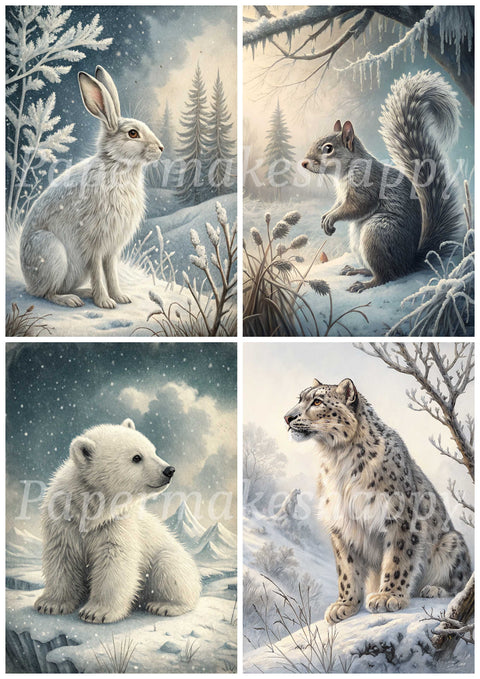 "Winter Animals" // Papermakeshappy // Ephemera-Set // 200 g/m²