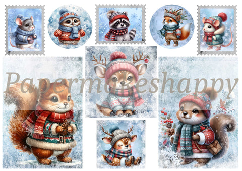 "Winter Cuties" // Papermakeshappy // Ephemera-Set // 200 g/m²