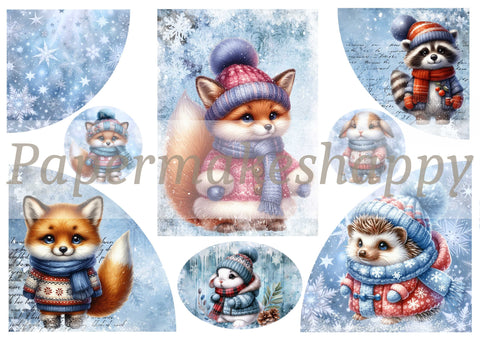 "Winter Cuties" // Papermakeshappy // Ephemera set // 200 g/m²