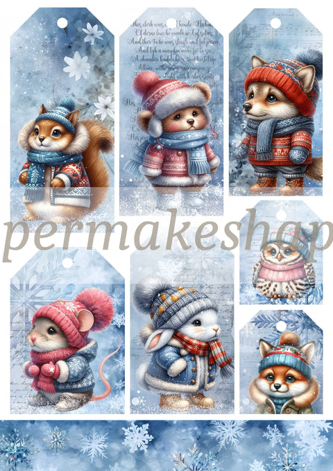 "Winter Cuties" // Papermakeshappy // Ephemera-Set // 200 g/m²